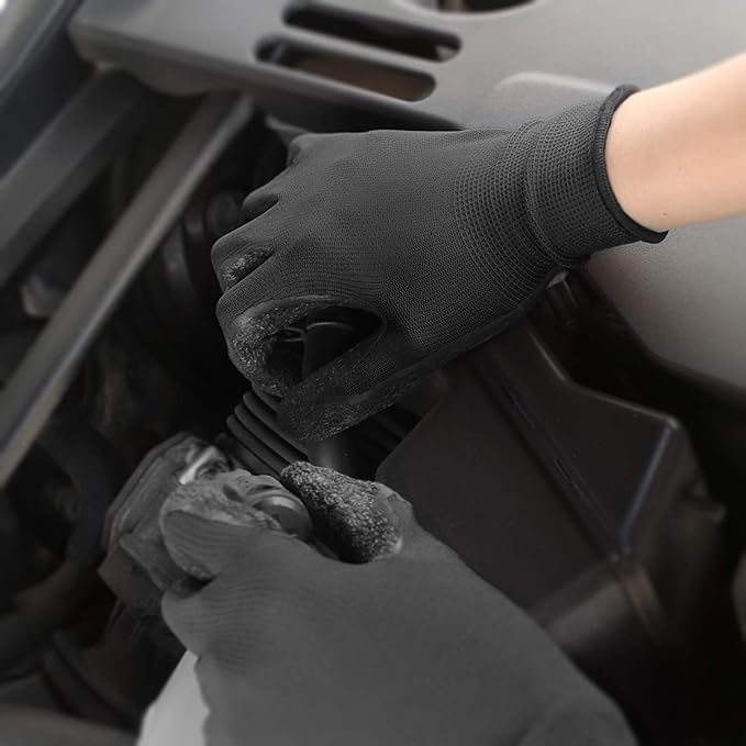 Evridwear Crinkle Latex Rubber Hand Coated Safety Work Gloves for Men Women General Multi Use Construction Warehouse Gardening Assembly Landscaping (M-Size Sizing) 12 Pairs Pack