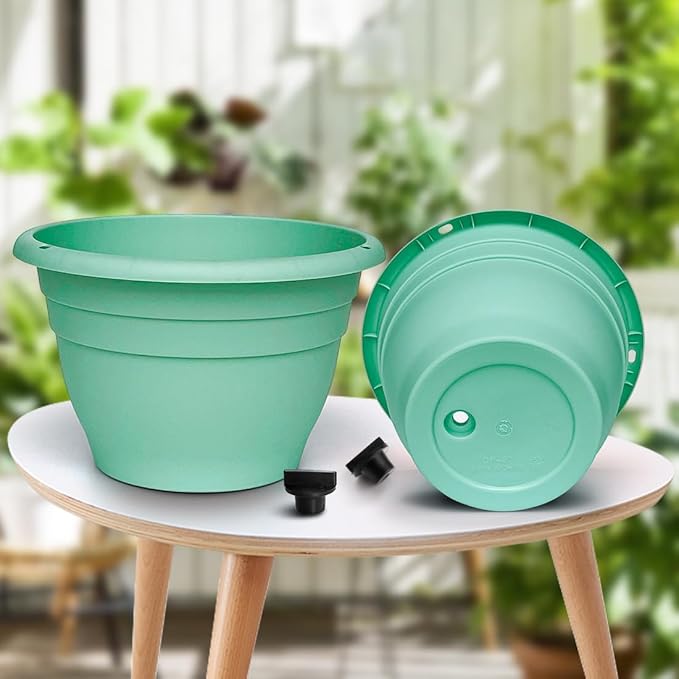 Plant Pots Set of 5, 10" Outside Diameter Flower Planter, 8.5" Inner Diameter Plant Planters with Drainage Hole, Durable Garden Pots Perfect for Indoor & Outdoor Plant Planting, Decor, Blue