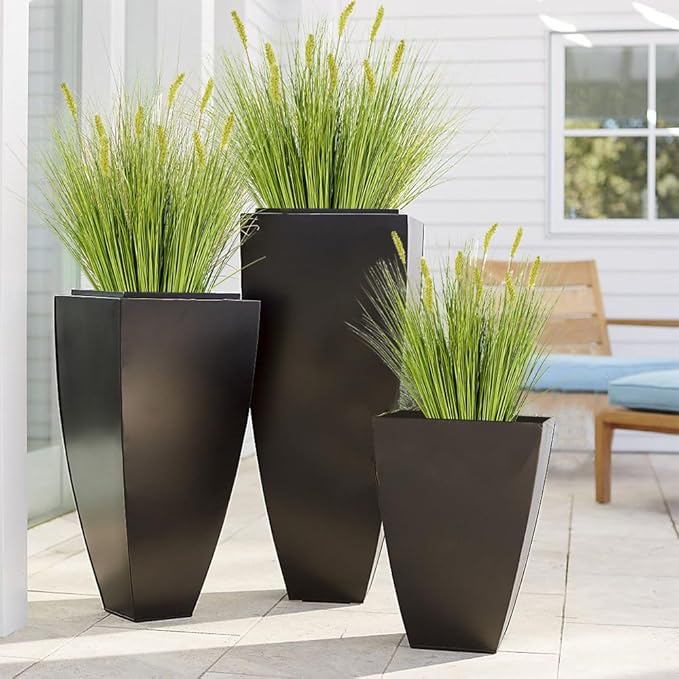 Melorca&Guilla Artificial Plants 6PCS 27“ Fake Tall Onion Grass Faux Plant,Artificial Grass Greenery Shrubs Bushes for Garden Porch Window Box Shop Office Home Décor