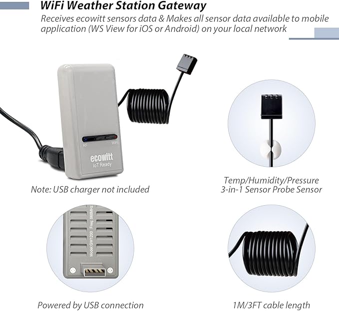ECOWITT Smart Watering Timer Kit GW1208, Includes WFC01 Sprinkler Timer and GW1200 IoT Gateway, 915 MHz