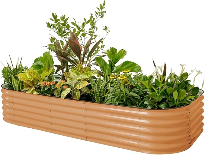 Vego garden Raised Garden Bed Kit, 17" Tall 10 in 1 Modular, Metal Planter Box for Vegetables, Flowers, Herbs, Terra Cotta