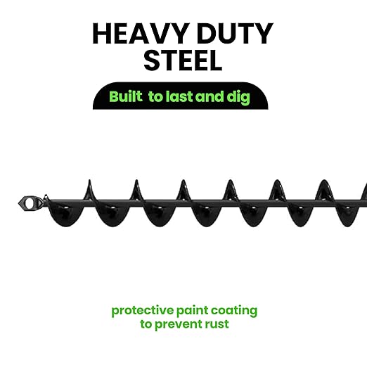 K-Brands Auger Drill Bit for Planting – 2 x 32 Inch -No Squat Garden Spiral Hole and Bulb Planter Tool for Umbrella Holes - Compatible with 3/8 Inch Hex Drive