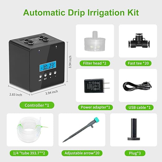 Automatic Watering System for Potted Plants | Indoor Plant Waterer with 30-Day Timer, Dual Self-Priming Pumps, Drip Irrigation Kit for 20 Plants