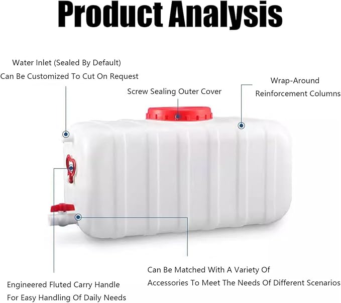 Plastic Water Storage Carrier with Tap 25L/35L/50L/80L/110L/200L Water Tank Dispenser Emergency Water Container for Camping Caravan Hiking Outdoor(Size:52.8Gal/200L)