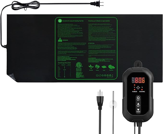48"x20" Seedling Heat Mat with Digital Thermostat Combo Set,ETL Certified and Durable Waterproof Warm Hydroponic Heat Mat for Germination,Indoor Gardening,Brewing and Greenhouses