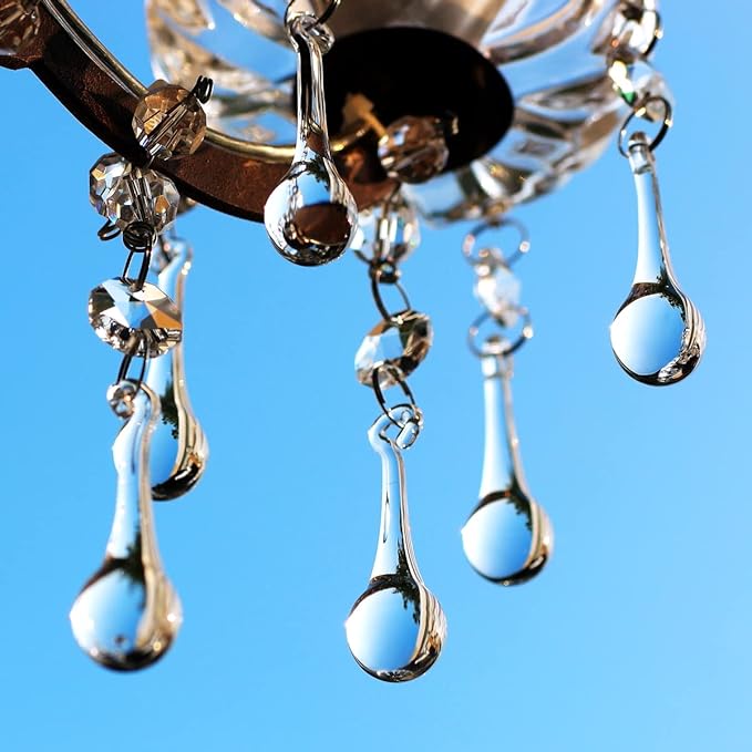 12pcs Raindrop Crystal Chandelier Prisms Parts, Hanging Crystals Beads for Chandeliers, Home Decoration