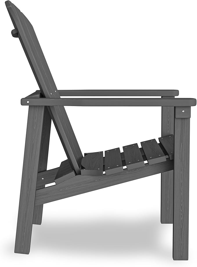 Stackable Adirondack Chair Set of 2, HDPE Outdoor Patio Chair - Durable and Space Saving, Suitable for Porches, Lawns or Garden, Grey