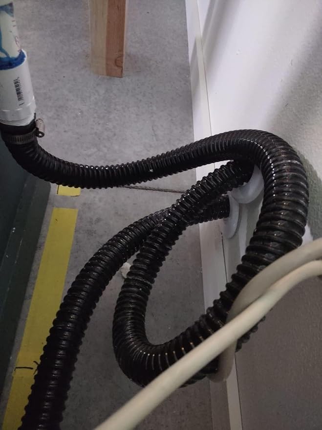 Pond Hose ID 1-1/2” × 25ft Black Corrugated Flexible Reinforced PVC Hose Vinyl Tubing for Pond Pump Fountain Garden Waterfall, Non-toxic & Kinkproof, with 2 clamps, 1.5in 38mm id