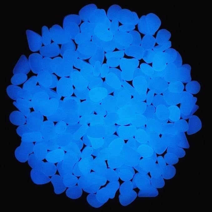 Oubest Fish Tank Rocks Glow Blue/Glow in The Dark Pebbles for Garden/Fish Tank/Aquarium/Plant Pots/Bonsai Walkway/Driveway 200pcs