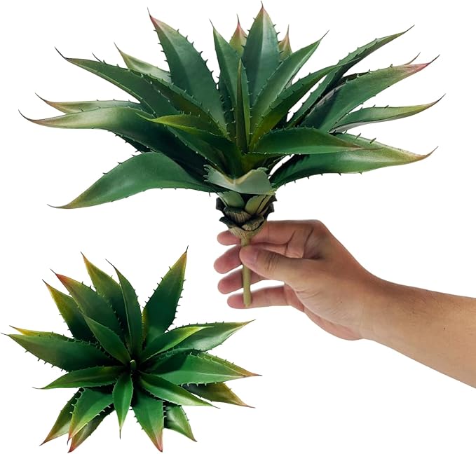 12.5 Inch Artificial Aloe Plant - Large Faux Succulents (Unpotted), Realistic Fake Plants for Home Decor Indoor Outdoor (Green)