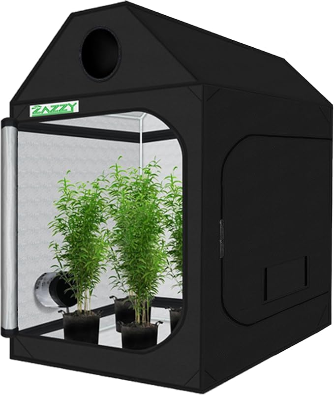 zazzy Grow Tent 60"x60"x72" Roof Cube Plant Grow Tents with Observation Window and Removable Floor Tray for Indoor Plant Growing Seedling 5x5