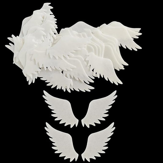 48pcs Edible White Wings for Cake Decorating Cupcake Toppers Wedding Themed Party Birthday Cake Decoration(Tasteless)