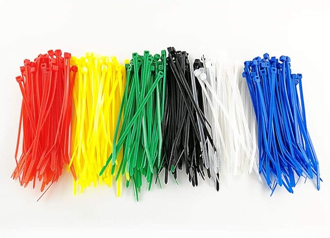 HS Colored Zip Ties Neon Small Nylon Wire Ties Assorted 6 Colors (Green,Yellow, Black, White, Blue, Red) 4 Inch for Crafts,Bulk 600 Pack