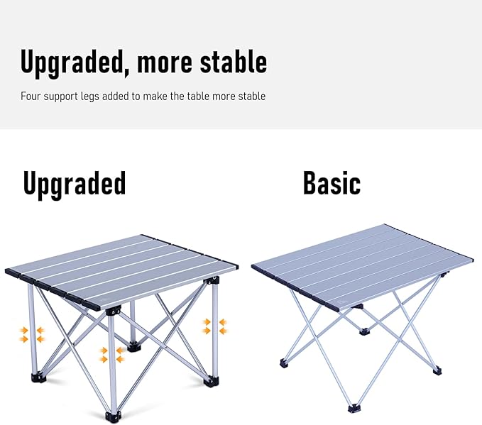 iClimb Ultralight Compact Camping Folding Table with Carry Bag (Reinforced Silver - S)