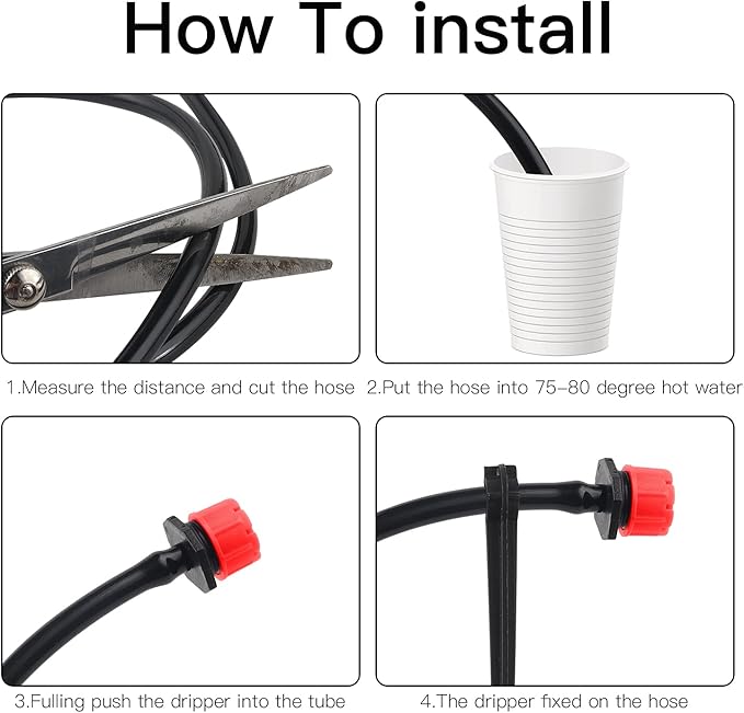 MSDADA 110 Pcs Adjustable Irrigation Drippers Sprinklers Emitter Drip Anti-Clogging Watering System for Flower beds,Gardens, Lawn on 1/4'' Barb