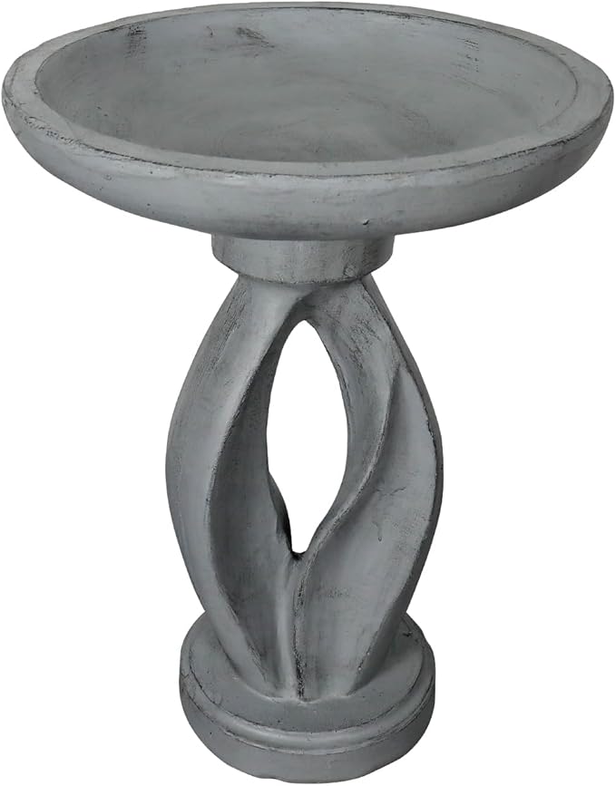 SKYFIRE 21.8" Tall Outdoor Bird Bath for Garden -Concrete Modern Freestanding Patio Birdbath, Decoration Yard Statue for Garden, Patio, Lawn -16”Dia X 21.8”H Contemporary Birdbaths with Pedestal