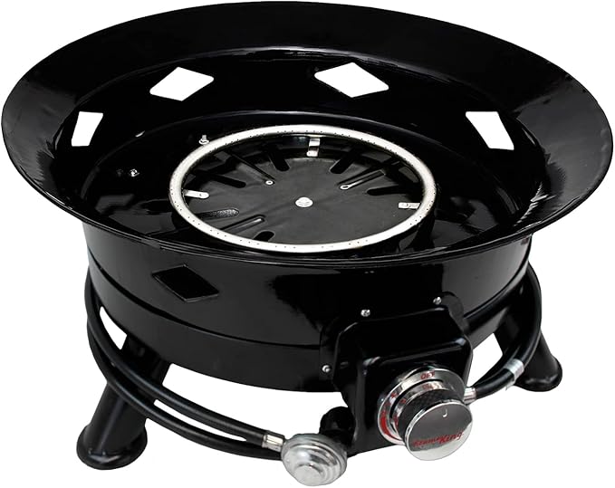 Flame King Smokeless Propane Fire Pit, 24-inch Portable Firebowl, 58K BTU with Self Igniter, Cover, & Carry Straps for RV, Camping, & Outdoor Living