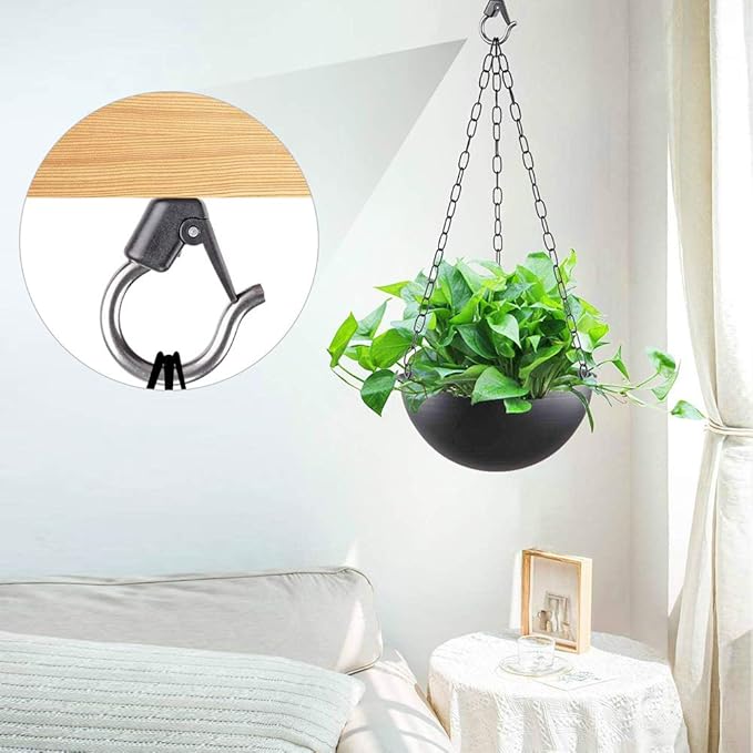BeneLabel 4Pcs Wall Mount Ceiling Plant Hanger Hooks, Outdoor Hanging Brackets for Hanging Plant Light Outdoor Wire Fairy Lights Wind Chimes Bird Feeders, Safety Buckle Design, 4 1/4"
