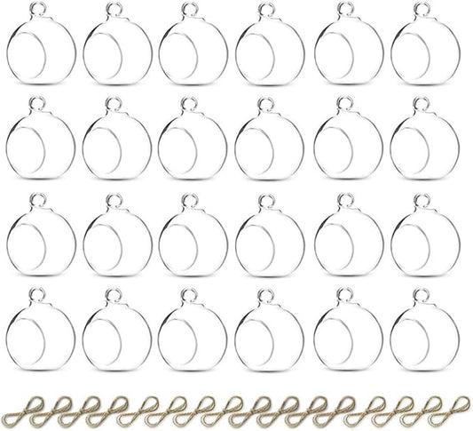 Sziqiqi Hanging Glass Globes Orbs Tea Light Candle Holders fillable with Trinkets for Wedding Ornaments, Wedding Birthday Christmas Party Centerpiece Accessory 2.36inch 20pcs +4 Extra