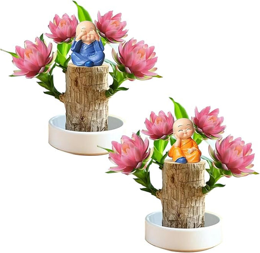 Brazilian Lucky Wood Kit with Monk, Grow Your Own Luck,Easy to Maintain Mini Brazil Woods for Indoor/Outdoor, Bedroom, Kitchen, Office Desk, Garden and Other Decorations (2E)