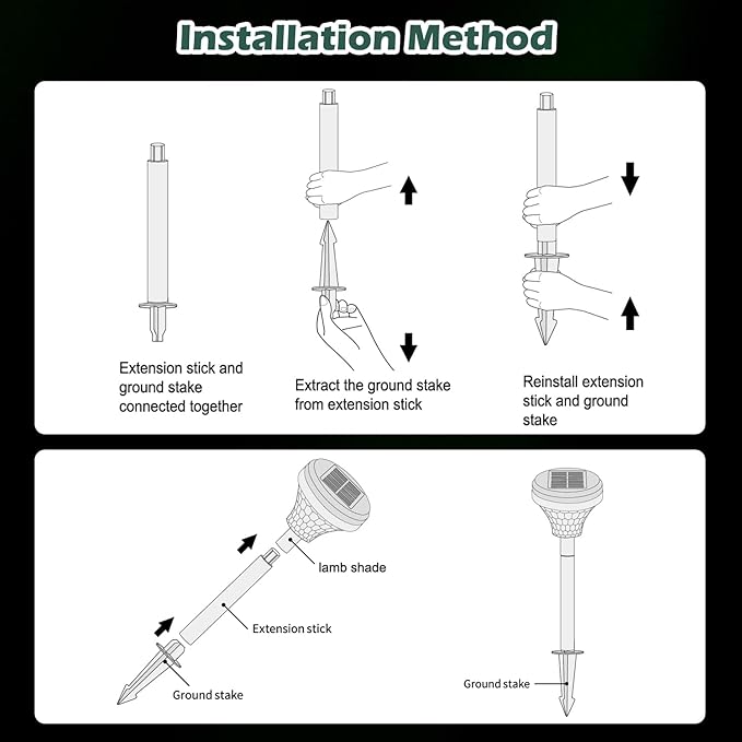Solar Pathway Lights 4 Pack, Outdoor Garden Yard Light RGB Color Changing+Warm White IP67 Waterproof, Solar Powered Garden Lights for Walkway Yard Backyard Lawn Landscape