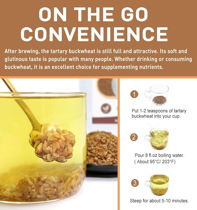 Olvvla - Himalayan Tartary Buckwheat - 8oz/227g - Premium Roasted Buckwheat Tea - Gluten-Free - Caffeine Free - Rich Aroma of Roasted Buckwheat