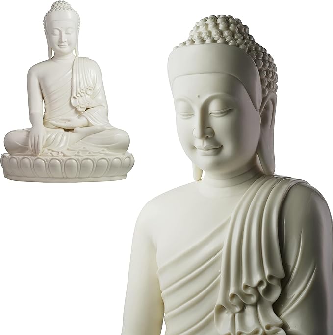 FENGSHUI-CAISHEN Top Ceramic Big Buddha Statue for Home, Meditation Sitting Buddha Figurine, Handmade Buddah, Buda, Budda, Buddha Statue Indoor/Outdoor, Buddha Decor & Gifts, Buddhas