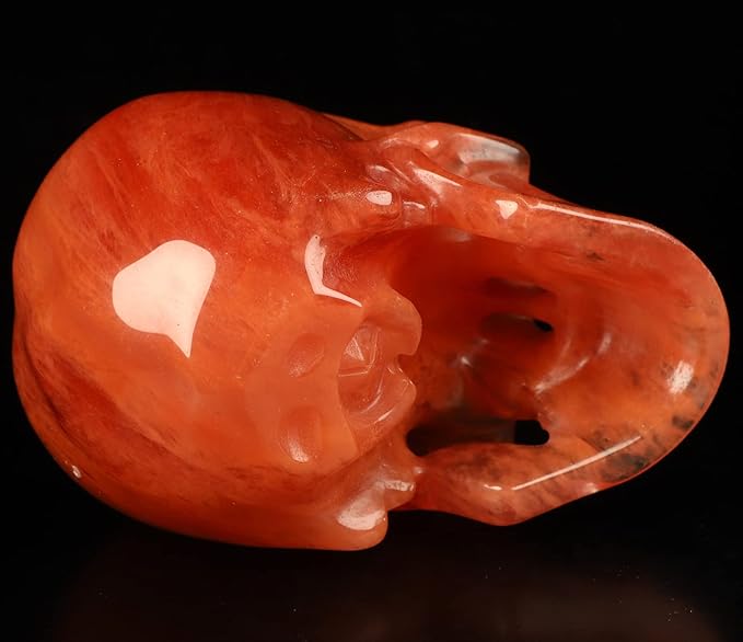 Skullis 5.0" Smelted Quartz Super Realistic Crystal Skull, Hand Carved Gemstone Fine Art Sculpture, Reiki Healing Stone Statue.2025 Z8