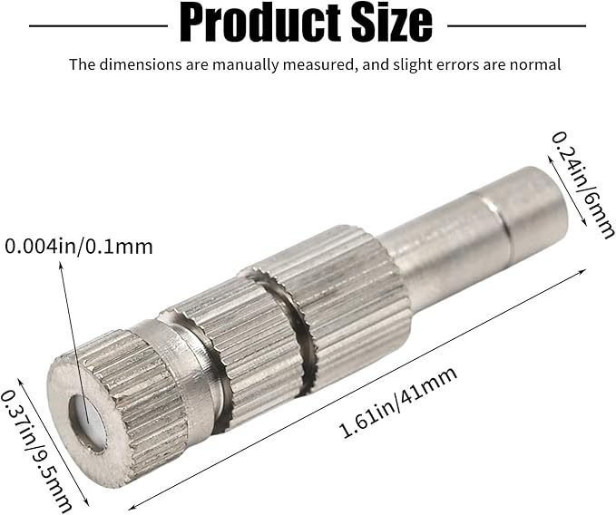 20pcs 6mm Brass Mister Nozzles with Filter, 0.006"/0.15mm Orifice Misting Nozzles for Outdoor Cooling System, Landscaping, Air Humidification, Greenhouse Irrigation