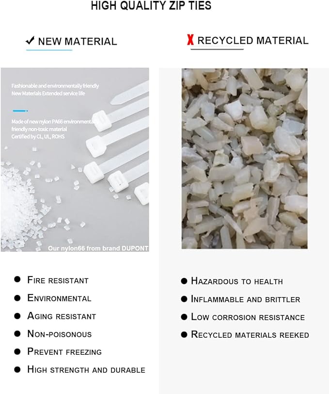 HS Durable Plastic Zip Ties 8 Inch (Bulk-1000 Pack) UV Rated Black Cable Ties 40 Lbs Self-Locking Wire Ties Width 1/8 Inch,Outdoor Purpose