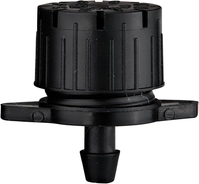 Raindrip R157CT Adjustable Flow Bubbler, Non-Pressure Compensating Emitter, Full-Circle Pattern, 8-Stream Spray, with 1/4-Inch Barbed Inlet, 5-Pack, Black