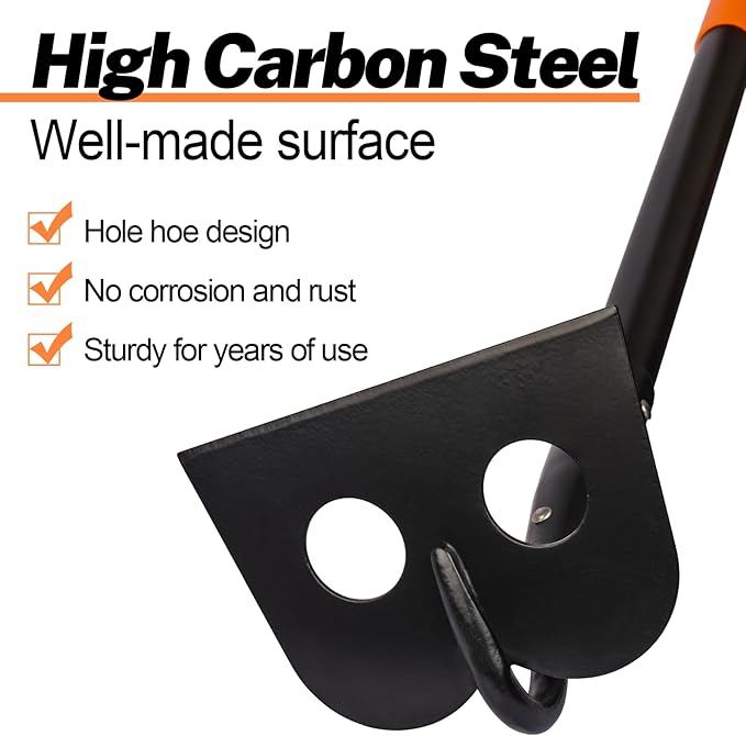 Garden Hoe for Weeding, Heavy Duty Hoe Garden Tool Long Handle, 58 Inches