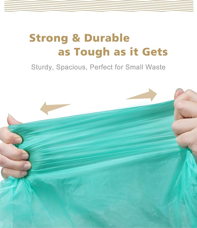 AYOTEE Compostable Trash Bags 4 Gallon Drawstring Trash Bags,100 Counts Ultra Strong Unscented Garbage Bag Small TrashBags Waste Basket Liners for Bathroom, Kitchen, Car, Pet