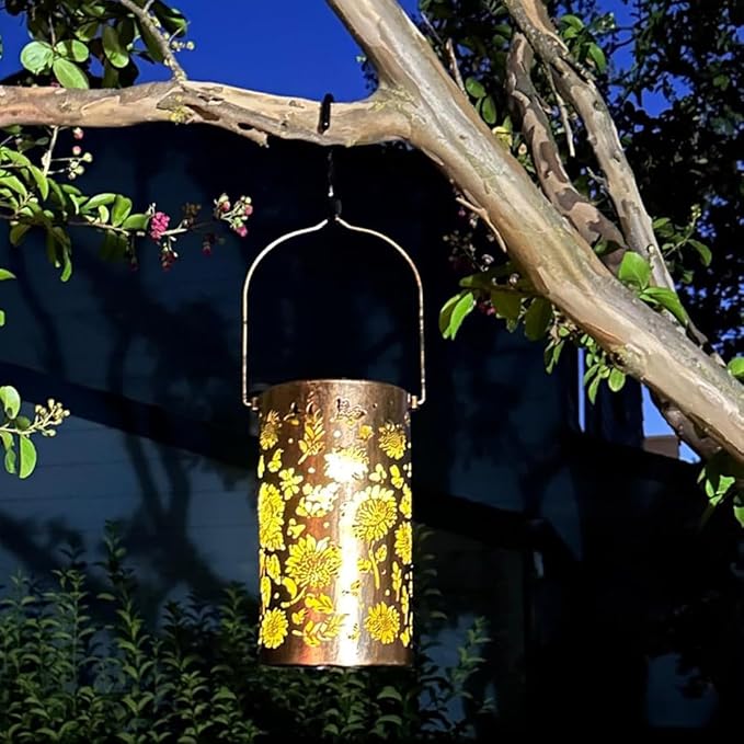 Solar Lanterns Sunflower Lights, Outdoor Garden Decor Waterproof Hanging Lantern Sunflower Solar Lights Gifts for Women Mom Grandma Decorative Yard Patio Deck Porch, 1 Pack