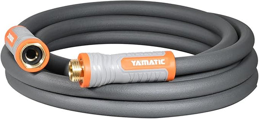 YAMATIC Short Garden Hose 5/8 in x 10 ft with Swivel Handle, Super Flexible Leader Hose, All-weather, Lightweight, Burst 600 PSI, Grey