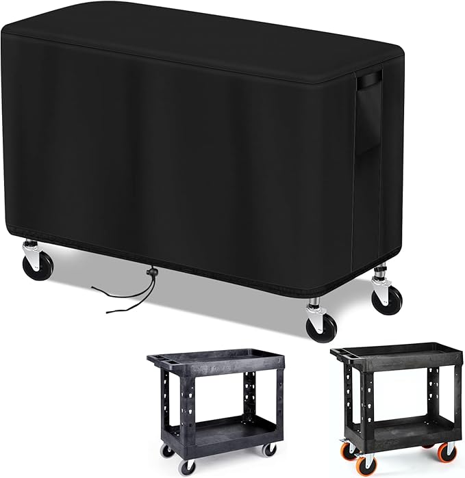 Outdoor Prep Table Cover, Plastic Utility Cart Cover for ELAFROS 550 lbs - 2 Tier Service Cart Waterproof Grill Carts Covers Rolling Tool Box Covering - 36" L x 18" W x 31" H