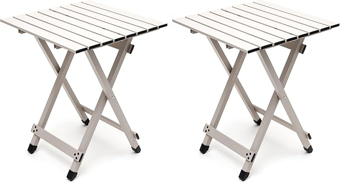 SUNNYFEEL Folding Camping Table - Lightweight Aluminum Portable Picnic Table, 18.5L x 18.5W x 24.5H Inch for Cooking, Beach, Hiking, Travel, Fishing, BBQ, Indoor Outdoor Small Foldable Camp Tables