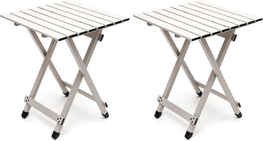 SUNNYFEEL Folding Camping Table - Lightweight Aluminum Portable Picnic Table, 18.5L x 18.5W x 24.5H Inch for Cooking, Beach, Hiking, Travel, Fishing, BBQ, Indoor Outdoor Small Foldable Camp Tables