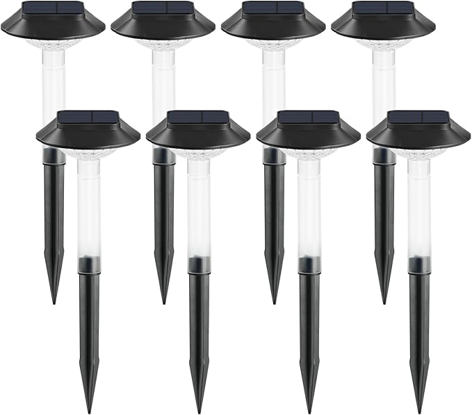 Color Changing Solar Pathway Lights - 8 Pack IP68 Waterproof Outdoor Solar Lights with 7 RGB Lighting Modes for Yard, Garden, Walkway, Pathway, Backyard, Lawn, Landscape Decoration