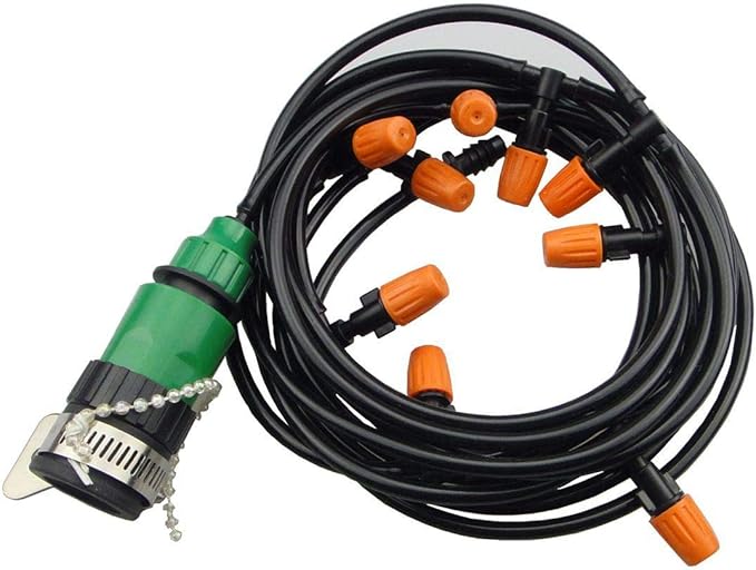 Drip Irrigation kit Plant Watering System Gravity Fed Irrigation Water Drip Setfor Garden Greenhouse Yard Lawn Home or Vacation Use 5M 8/11" Tube 10 Nozzles