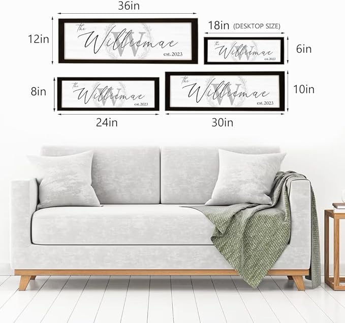 Last Name Signs for Home, Personalized Wall Decor, Monogram Gifts, Framed Wooden Family Name Sign for Home Decor, Custom Wood Signs, Established Signs