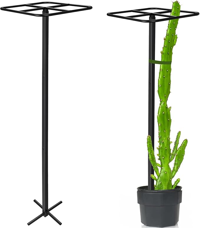 1 Pcs Adjustable Metal Dragon Fruit Plant Trellis 12" x 12" x 50" Durable Vertical Support Tower Plant Cage for Gardening Climbing Plants Trees Cactus Outdoor Garden, Installation Required