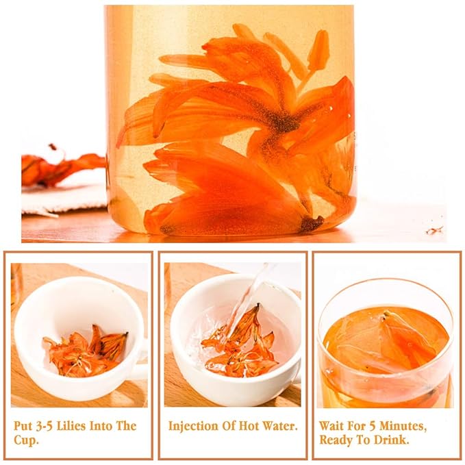 Plant Gift 100% Pure Natural Lily Tea, Premium Lilies, Dried Health Lily Flower Tea 35g