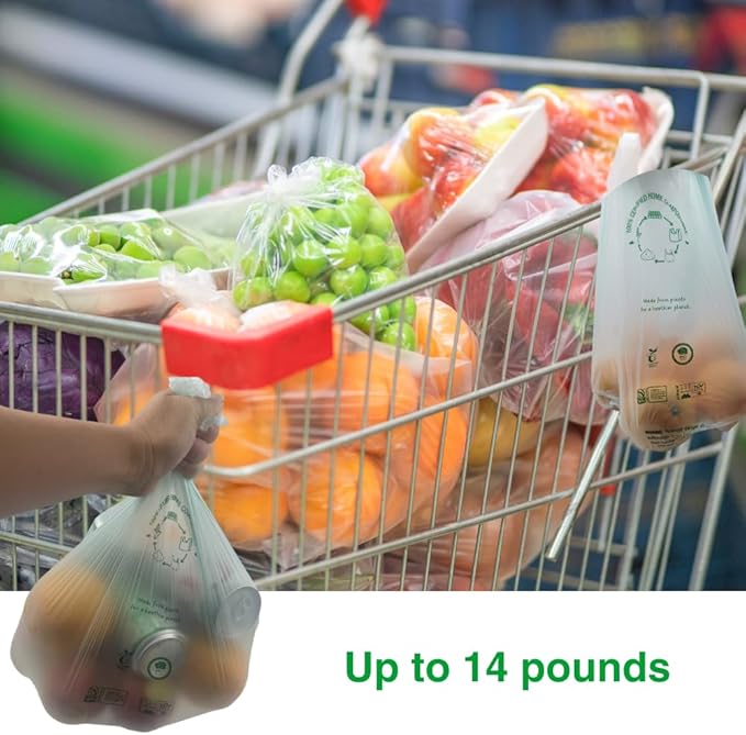 Certified Home Compostable Produce Bags, 1000 Count, 14 x 18 Inches, Hold Up to 14 Lbs, ASTM D6400, EN 13432, US BPI & Europe OK Compost Home Certified