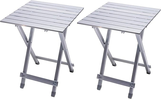 SUNNYFEEL Folding Camping Table - Lightweight Aluminum Portable Picnic Table, 18.5x18.5x24.5 Inch for Cooking, Beach, Hiking, Travel, Fishing, BBQ, Indoor Outdoor Small Foldable Camp Tables