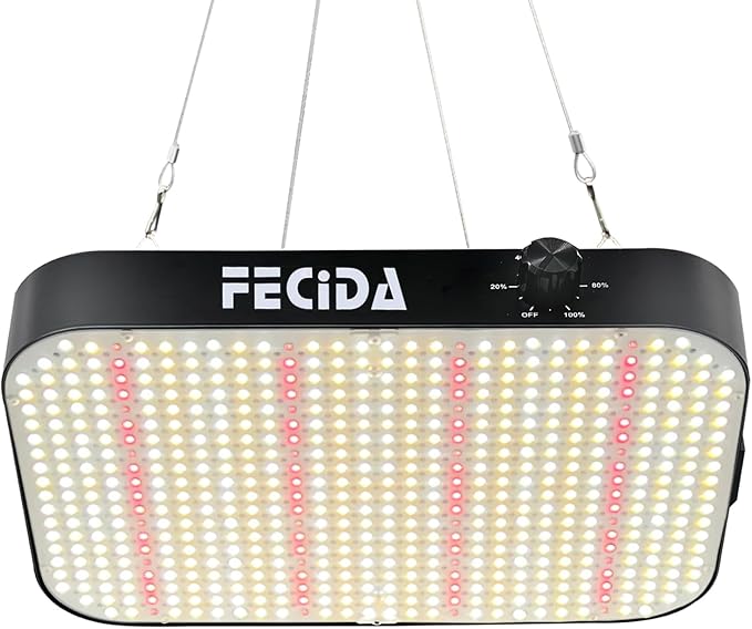 FECiDA LED Grow Light Full Spectrum 65 Watt Actual Power, 2025 Upgrade High Output Dimmable Grow Lights for All Indoor Plants, Seed Starting, Seedlings, Vegetables, Daisy Chain Function, Built-in Fan