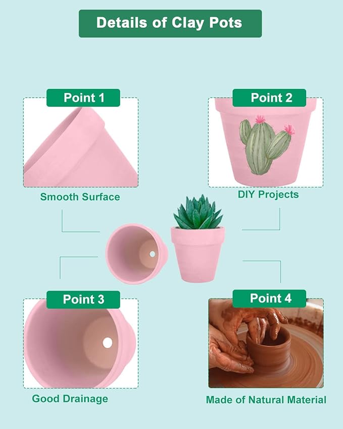 vensovo 48 Pcs 2" Tiny Terracotta & Terra Cotta Pots with Drainage - Peach Pink Small Mini Clay Ceramic Pottery Planter Ideal for Indoor/Outdoor Plants, Crafts, Wedding Favors