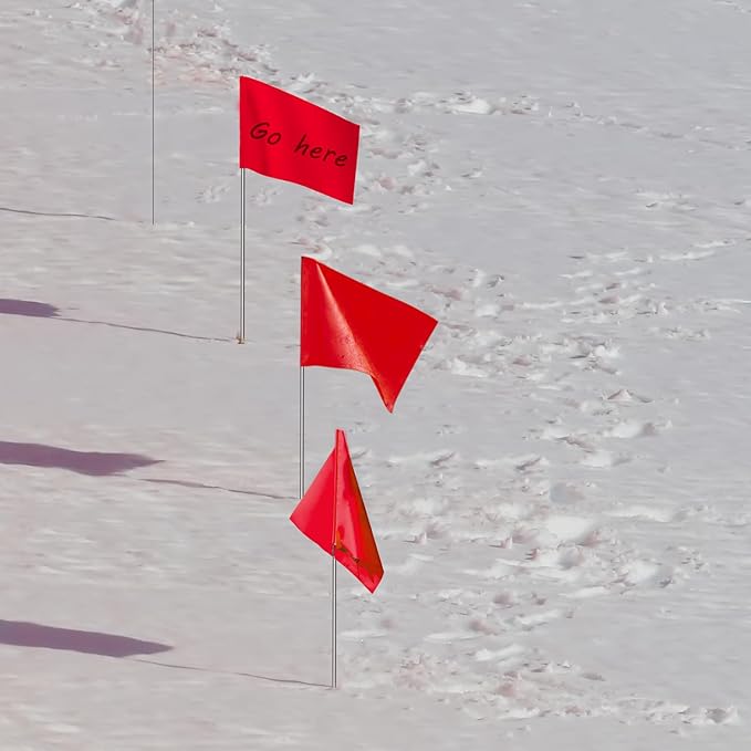 Zozen 50Pack Red Marking Flags, Writable/15x4x5 Inch, Yard Flags for Lawn & Irrigation & Landscape & Sprinkler & Survey & Dog Training.