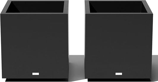 Veradek Block Series Cube Plastic Planter - Large Square Planter for Indoor or Outdoor Patio/Garden | Durable All-Weather Use with Drainage Holes | Modern Décor for Tall Plants, Trees, Flowers