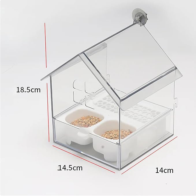 Ziveseller/Sowhathow Pull-Out External Parrot Feeder, Parrot Feeder Parakeet House Bird Bath Transparent Dish Water, Hanging Wild Bird Seed with Squirrel Proof Tray (Green)